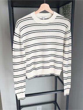Madewell Striped Textured Stitch Crewneck Sweater